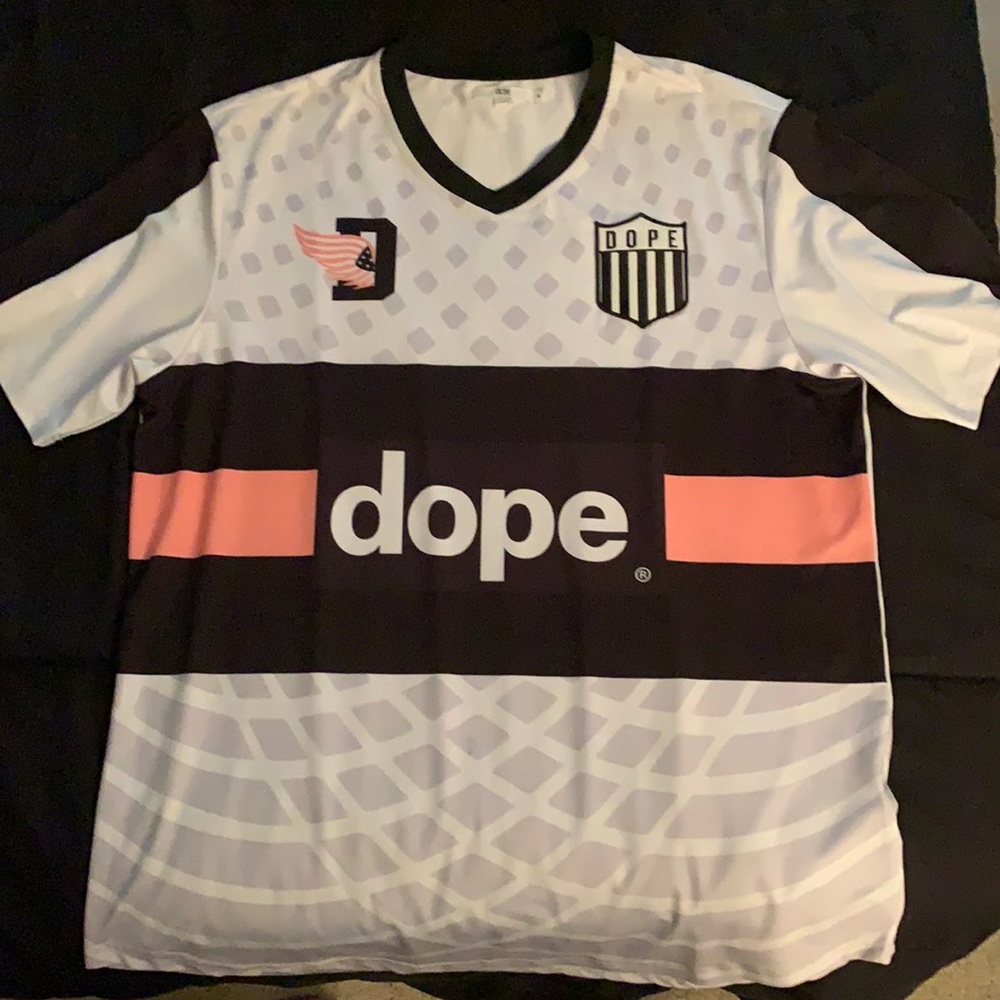 Dope soccer jersey 9 medium white black pink